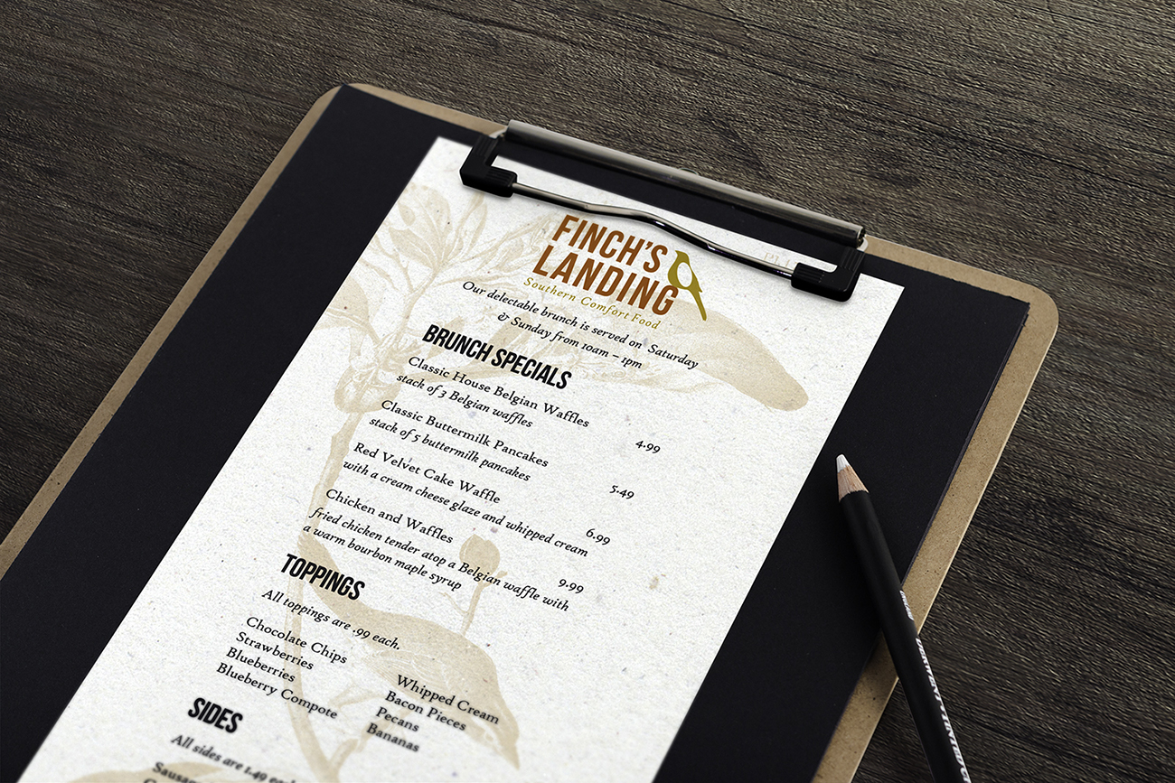 Finch's Landing brunch menu