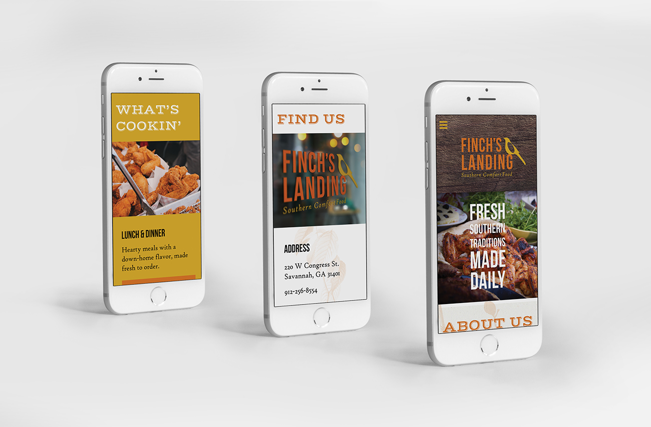 Finch's Landing website mobile view