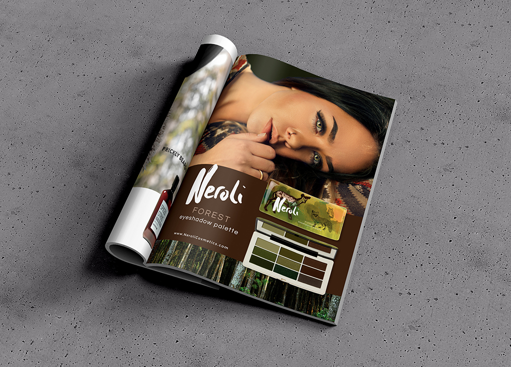 Neroli forest ad mockup in magazine