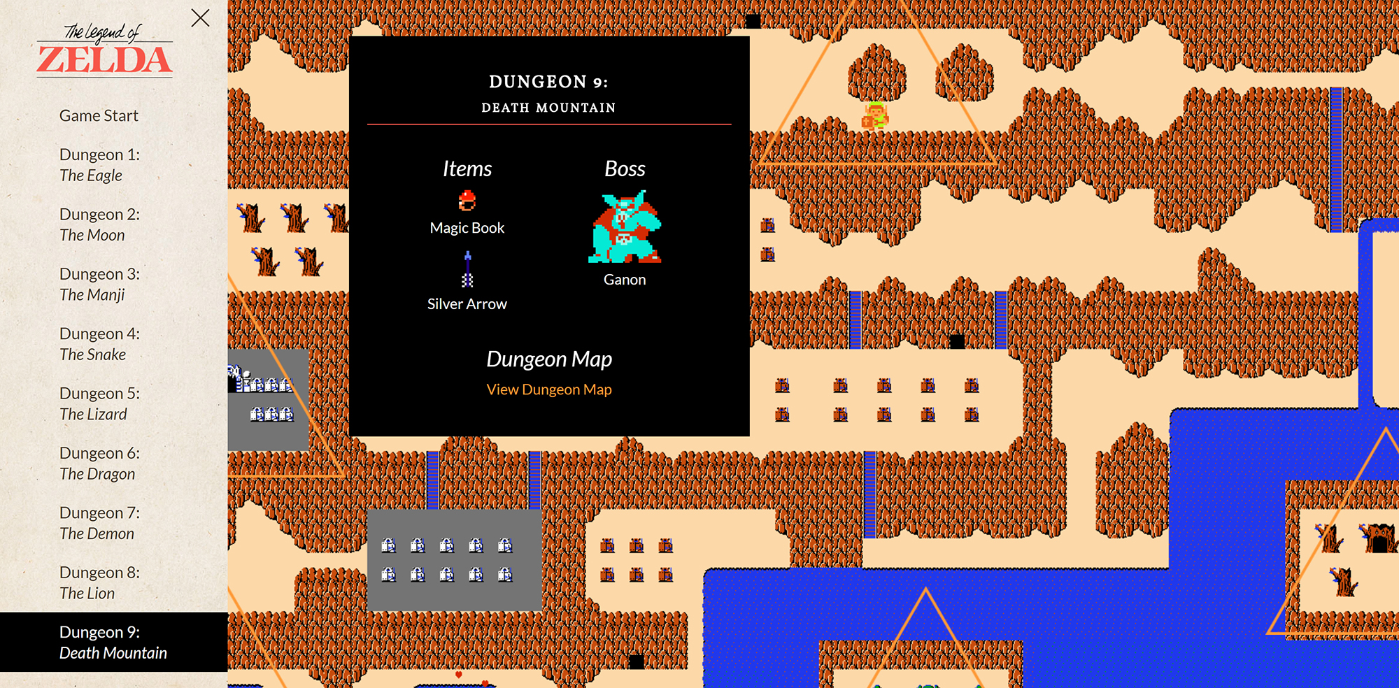 image of zelda interactive map dungeon 9